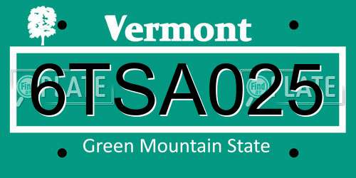 6TSA025 Vermont License Plate