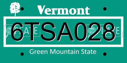 6TSA028 Vermont License Plate