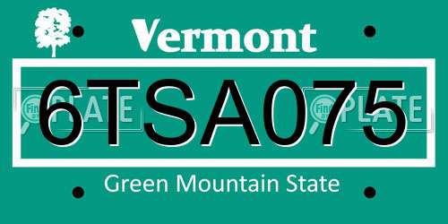 6TSA075 Vermont License Plate