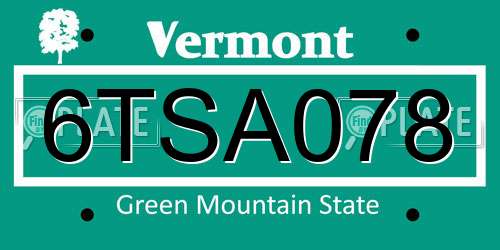 6TSA078 Vermont License Plate