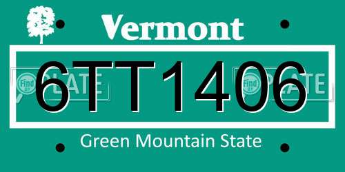 6TT1406 Vermont License Plate