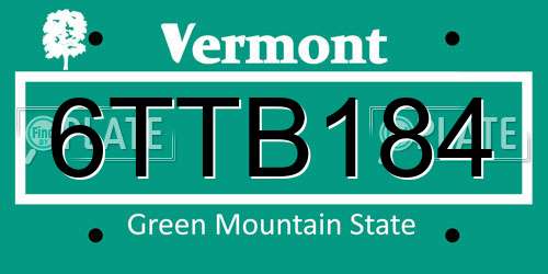 6TTB184 Vermont License Plate