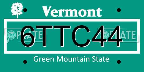 6TTC44 Vermont License Plate