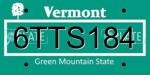 6TTS184 Vermont License Plate