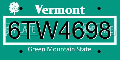 6TW4698 Vermont License Plate