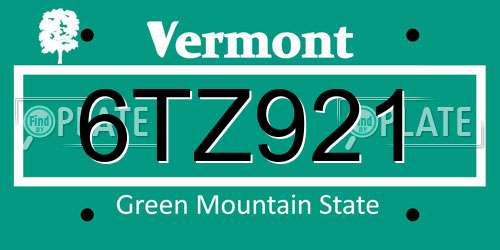 6TZ921 Vermont License Plate