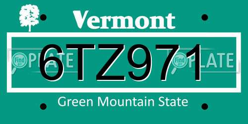 6TZ971 Vermont License Plate