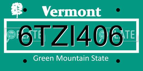 6TZI406 Vermont License Plate