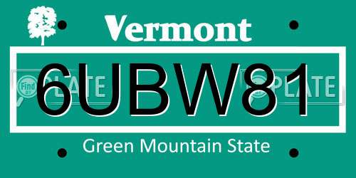 6UBW81 Vermont License Plate