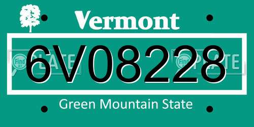 6V08228 Vermont License Plate