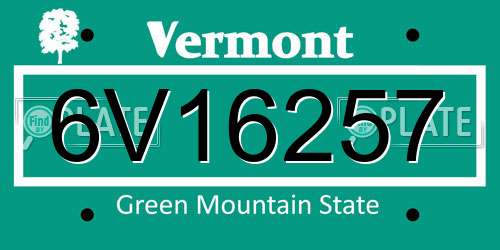 6V16257 Vermont License Plate