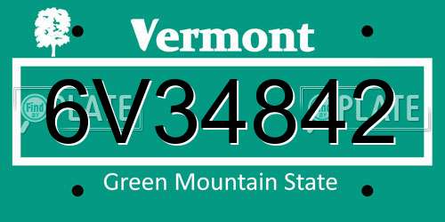 6V34842 Vermont License Plate
