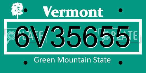 6V35655 Vermont License Plate