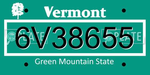 6V38655 Vermont License Plate