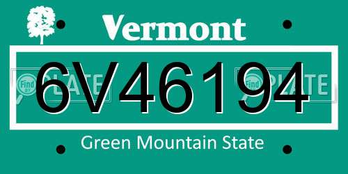 6V46194 Vermont License Plate