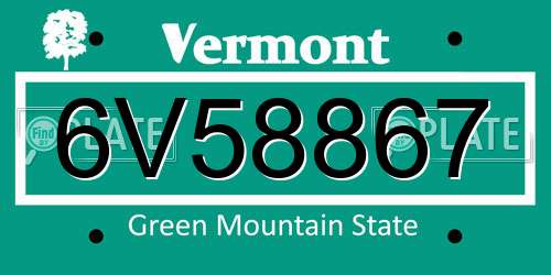6V58867 Vermont License Plate