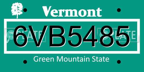 6VB5485 Vermont License Plate