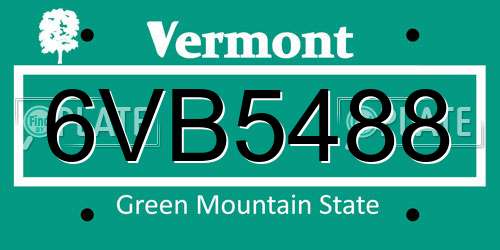 6VB5488 Vermont License Plate