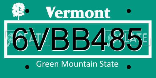 6VBB485 Vermont License Plate