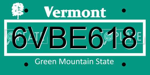 6VBE618 Vermont License Plate