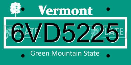 6VD5225 Vermont License Plate