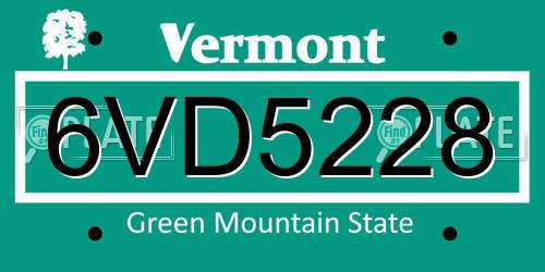6VD5228 Vermont License Plate