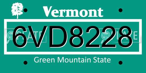 6VD8228 Vermont License Plate
