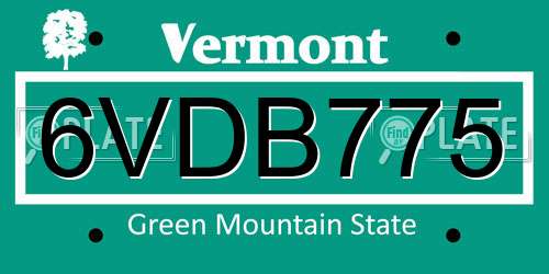 6VDB775 Vermont License Plate