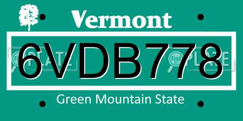 6VDB778 Vermont License Plate
