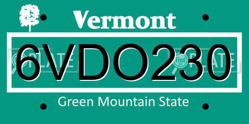6VDO230 Vermont License Plate