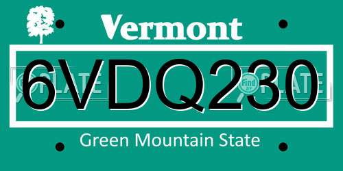 6VDQ230 Vermont License Plate