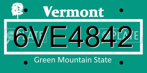 6VE4842 Vermont License Plate