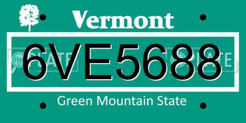 6VE5688 Vermont License Plate