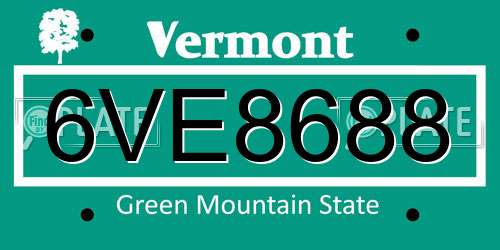 6VE8688 Vermont License Plate