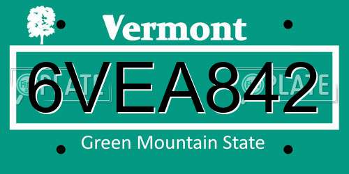 6VEA842 Vermont License Plate