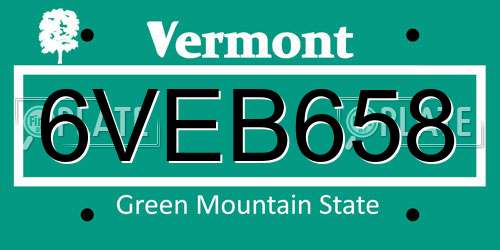 6VEB658 Vermont License Plate