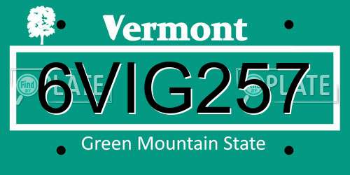 6VIG257 Vermont License Plate