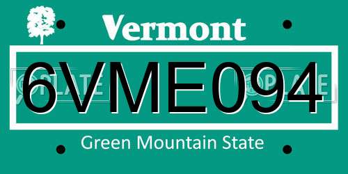 6VME094 Vermont License Plate