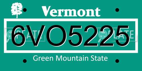 6VO5225 Vermont License Plate