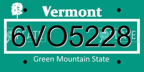6VO5228 Vermont License Plate