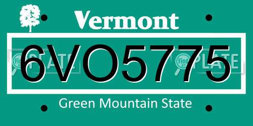 6VO5775 Vermont License Plate