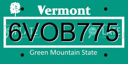 6VOB775 Vermont License Plate