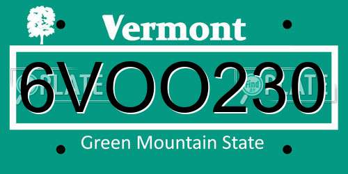6VOO230 Vermont License Plate