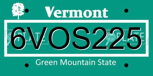 6VOS225 Vermont License Plate