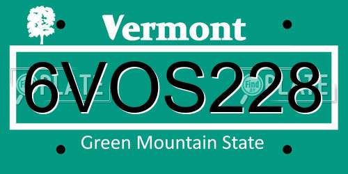 6VOS228 Vermont License Plate