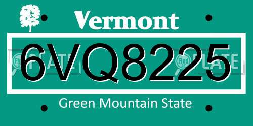 6VQ8225 Vermont License Plate