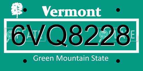 6VQ8228 Vermont License Plate