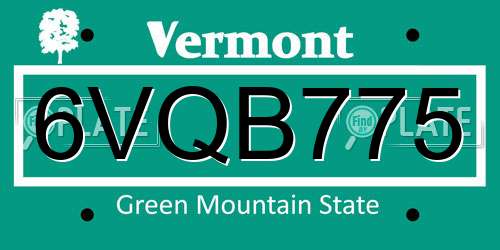 6VQB775 Vermont License Plate