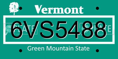 6VS5488 Vermont License Plate