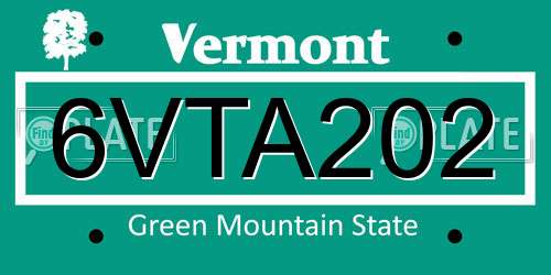 6VTA202 Vermont License Plate
